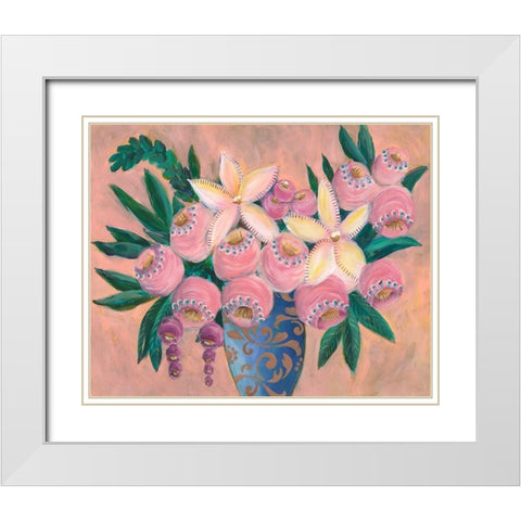 Floral Dujour I White Modern Wood Framed Art Print with Double Matting by Moore, Regina