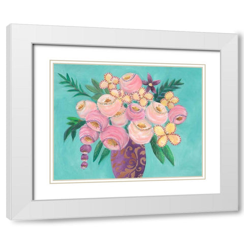 Floral Dujour II White Modern Wood Framed Art Print with Double Matting by Moore, Regina