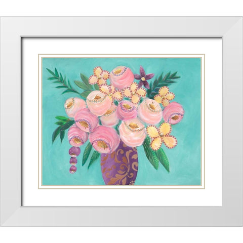 Floral Dujour II White Modern Wood Framed Art Print with Double Matting by Moore, Regina