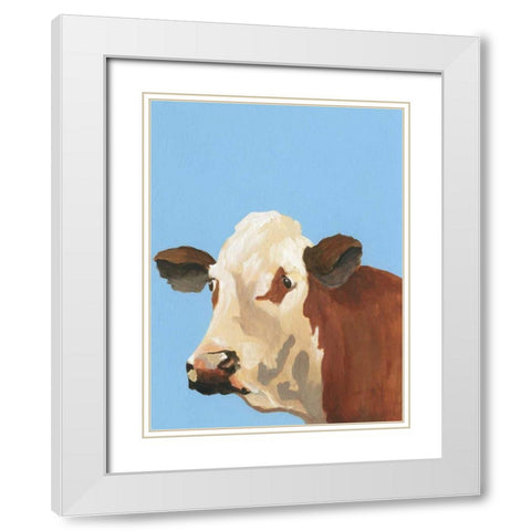Cow-don Bleu I White Modern Wood Framed Art Print with Double Matting by Moore, Regina