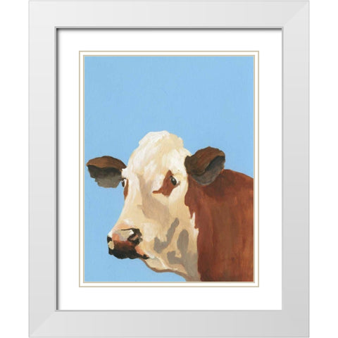 Cow-don Bleu I White Modern Wood Framed Art Print with Double Matting by Moore, Regina