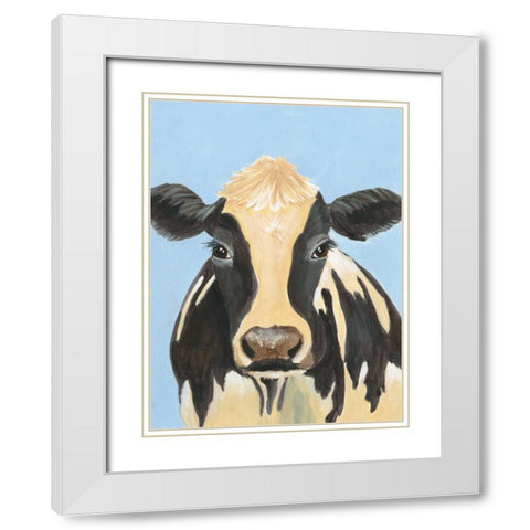 Cow-don Bleu II White Modern Wood Framed Art Print with Double Matting by Moore, Regina