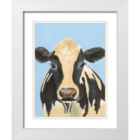 Cow-don Bleu II White Modern Wood Framed Art Print with Double Matting by Moore, Regina