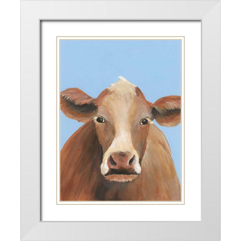 Cow-don Bleu IV White Modern Wood Framed Art Print with Double Matting by Moore, Regina
