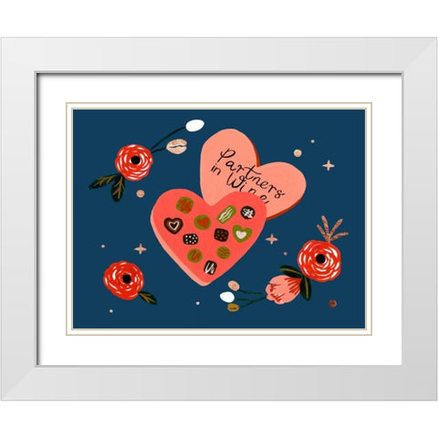 Happy Galentine I White Modern Wood Framed Art Print with Double Matting by Wang, Melissa
