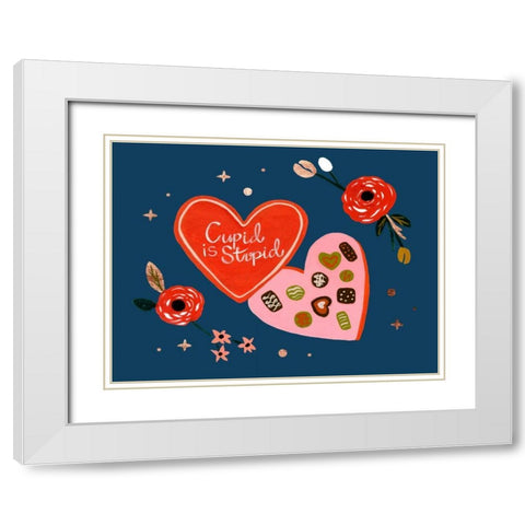 Happy Galentine II White Modern Wood Framed Art Print with Double Matting by Wang, Melissa