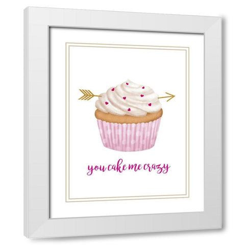 Valentines Cupcake I White Modern Wood Framed Art Print with Double Matting by Borges, Victoria