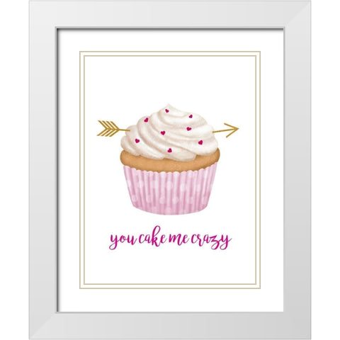 Valentines Cupcake I White Modern Wood Framed Art Print with Double Matting by Borges, Victoria