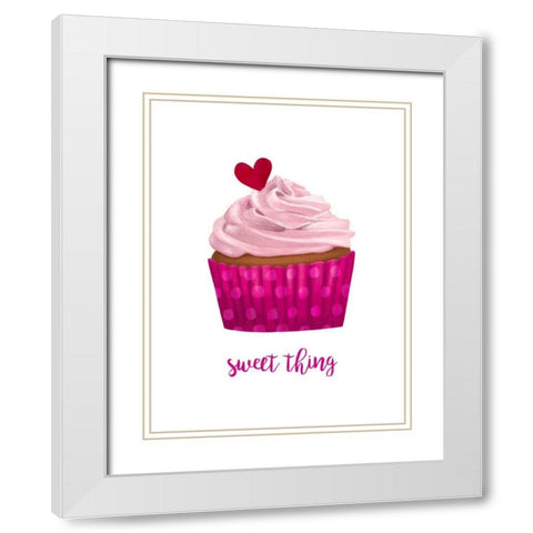 Valentines Cupcake II White Modern Wood Framed Art Print with Double Matting by Borges, Victoria