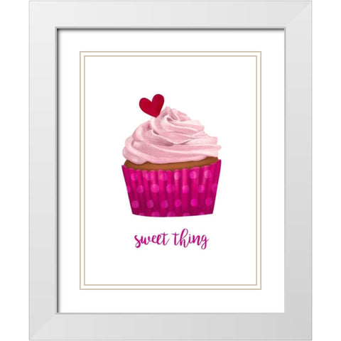 Valentines Cupcake II White Modern Wood Framed Art Print with Double Matting by Borges, Victoria