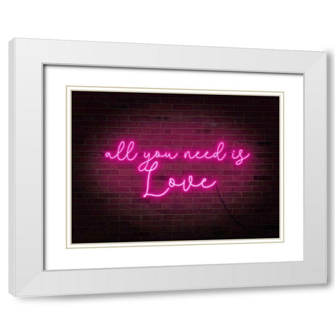 Neon Love I White Modern Wood Framed Art Print with Double Matting by Popp, Grace