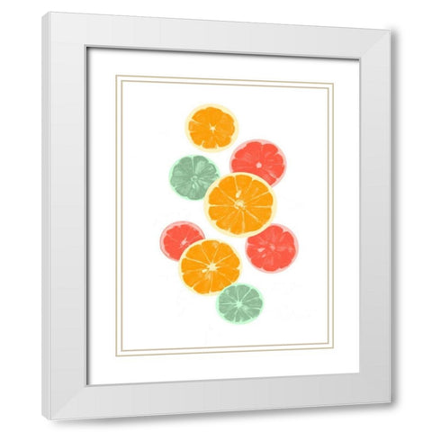 Festive Fruit III White Modern Wood Framed Art Print with Double Matting by Caroline, Emma
