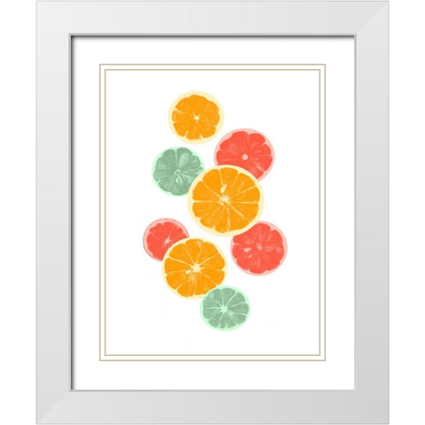 Festive Fruit III White Modern Wood Framed Art Print with Double Matting by Caroline, Emma