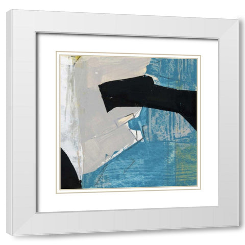 Blue and Black I White Modern Wood Framed Art Print with Double Matting by Bellissimo Art