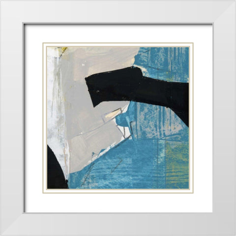Blue and Black I White Modern Wood Framed Art Print with Double Matting by Bellissimo Art