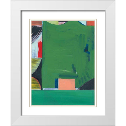 Teal Abstract II White Modern Wood Framed Art Print with Double Matting by Bellissimo Art