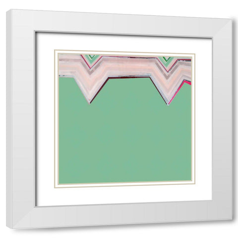 Aqua Zig Zag III White Modern Wood Framed Art Print with Double Matting by Bellissimo Art