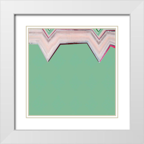 Aqua Zig Zag III White Modern Wood Framed Art Print with Double Matting by Bellissimo Art