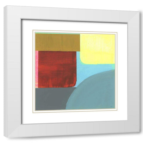 Blue Neons I White Modern Wood Framed Art Print with Double Matting by Bellissimo Art
