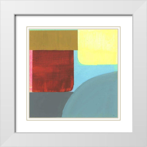 Blue Neons I White Modern Wood Framed Art Print with Double Matting by Bellissimo Art