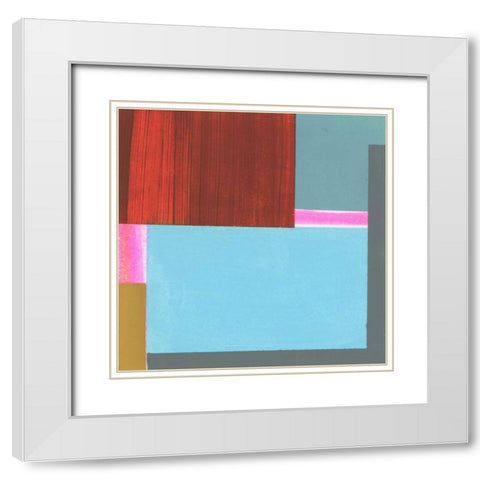 Blue Neons III White Modern Wood Framed Art Print with Double Matting by Bellissimo Art