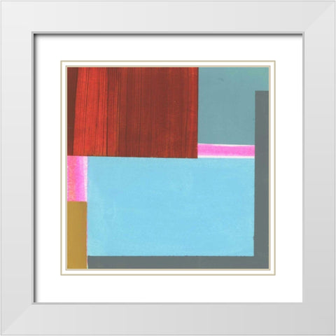Blue Neons III White Modern Wood Framed Art Print with Double Matting by Bellissimo Art