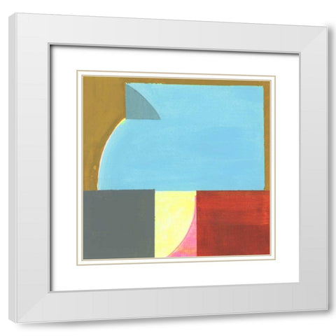 Blue Neons IV White Modern Wood Framed Art Print with Double Matting by Bellissimo Art