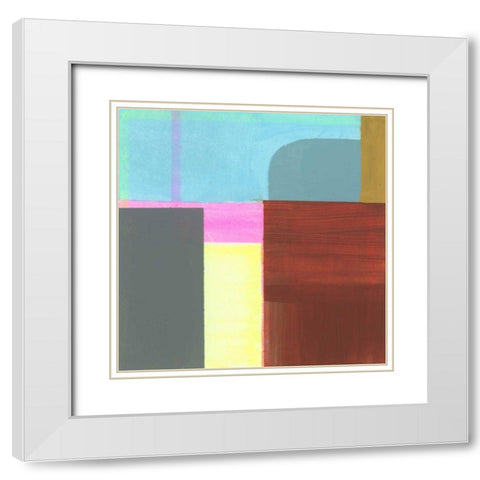 Blue Neons V White Modern Wood Framed Art Print with Double Matting by Bellissimo Art