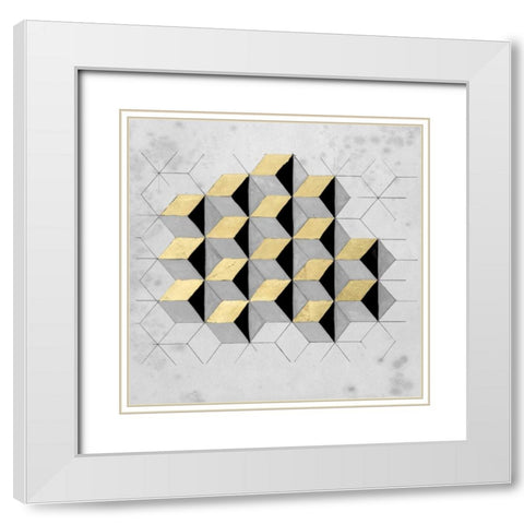 Gilt Geometry I White Modern Wood Framed Art Print with Double Matting by McCavitt, Naomi