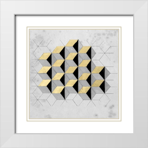 Gilt Geometry I White Modern Wood Framed Art Print with Double Matting by McCavitt, Naomi