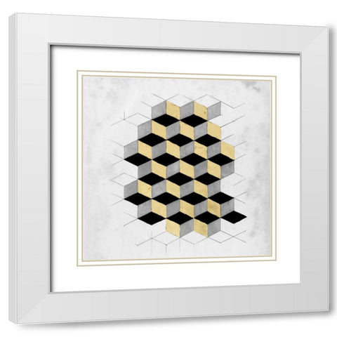 Gilt Geometry II White Modern Wood Framed Art Print with Double Matting by McCavitt, Naomi