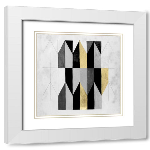 Gilt Geometry V White Modern Wood Framed Art Print with Double Matting by McCavitt, Naomi