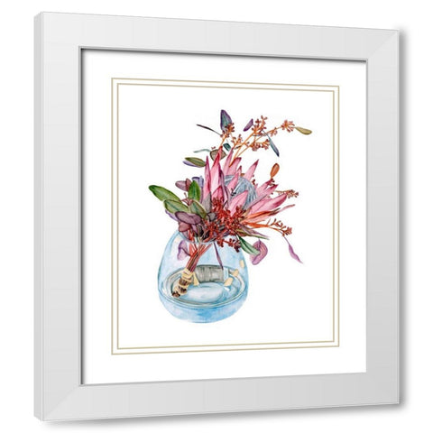 Awaken Protea I White Modern Wood Framed Art Print with Double Matting by Wang, Melissa