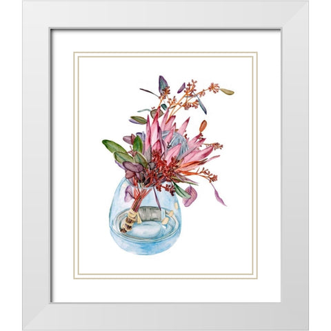 Awaken Protea I White Modern Wood Framed Art Print with Double Matting by Wang, Melissa