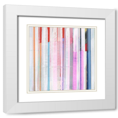 Red Pink Stripes I White Modern Wood Framed Art Print with Double Matting by Bellissimo Art