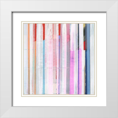 Red Pink Stripes I White Modern Wood Framed Art Print with Double Matting by Bellissimo Art