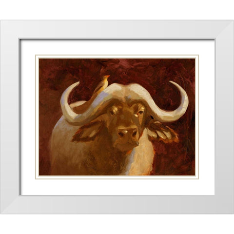 Cape Buffalo I White Modern Wood Framed Art Print with Double Matting by Green, Jacob