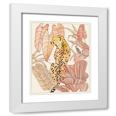 Blush Cheetah I White Modern Wood Framed Art Print with Double Matting by Warren, Annie