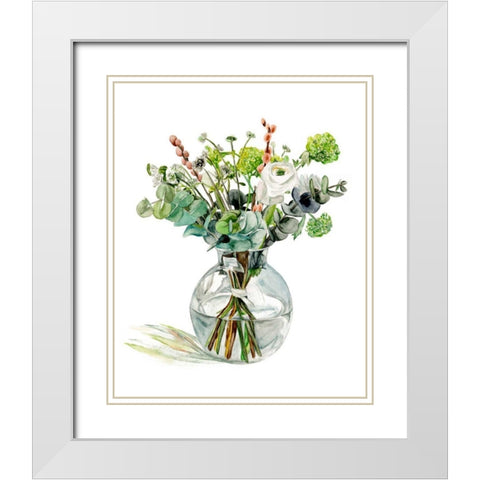 Misty Dew II White Modern Wood Framed Art Print with Double Matting by Wang, Melissa