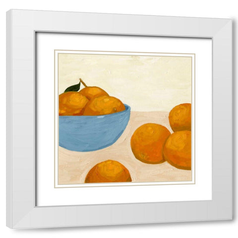 Mandarins I White Modern Wood Framed Art Print with Double Matting by Green, Jacob