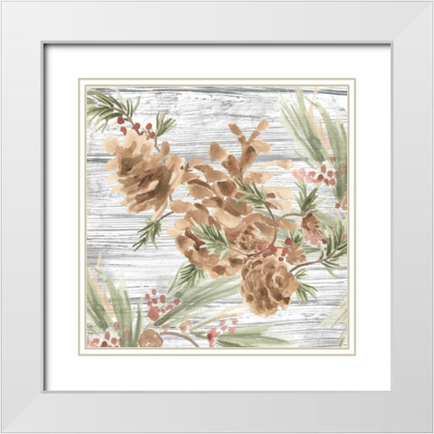 Pinecone Lodge III White Modern Wood Framed Art Print with Double Matting by Vess, June Erica