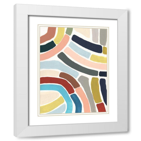 Mosaic Curve I White Modern Wood Framed Art Print with Double Matting by Vess, June Erica