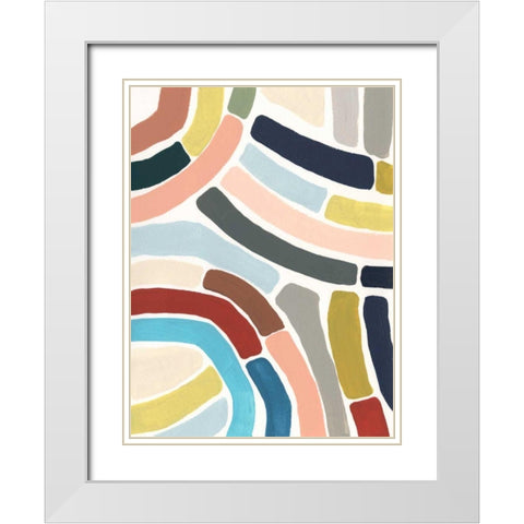 Mosaic Curve I White Modern Wood Framed Art Print with Double Matting by Vess, June Erica
