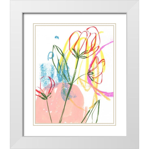 Tulip Formation I White Modern Wood Framed Art Print with Double Matting by Wang, Melissa