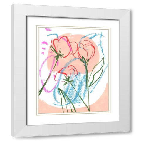 Tulip Formation III White Modern Wood Framed Art Print with Double Matting by Wang, Melissa