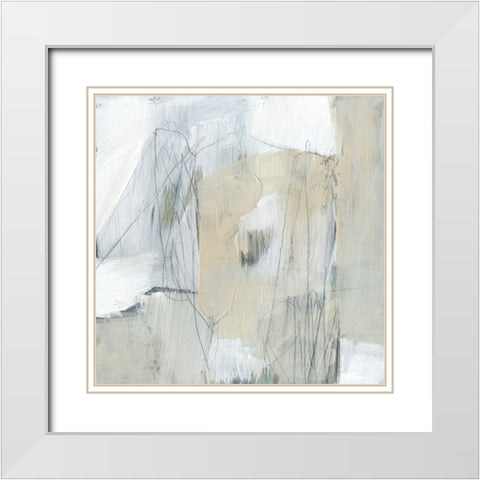 Kinetic Neutrals I White Modern Wood Framed Art Print with Double Matting by Goldberger, Jennifer