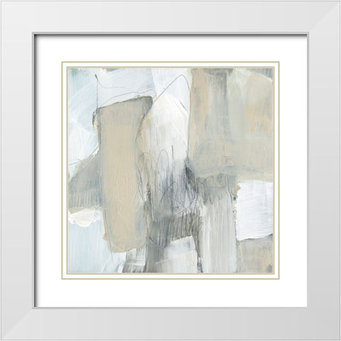 Kinetic Neutrals II White Modern Wood Framed Art Print with Double Matting by Goldberger, Jennifer