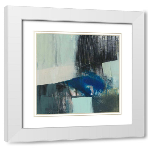 Cobalt Swipe I White Modern Wood Framed Art Print with Double Matting by Goldberger, Jennifer