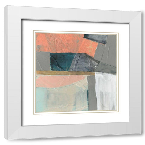 Hints of Coral I White Modern Wood Framed Art Print with Double Matting by Goldberger, Jennifer