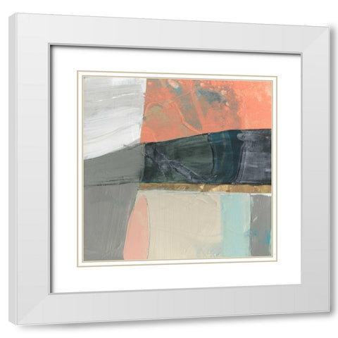 Hints of Coral II White Modern Wood Framed Art Print with Double Matting by Goldberger, Jennifer